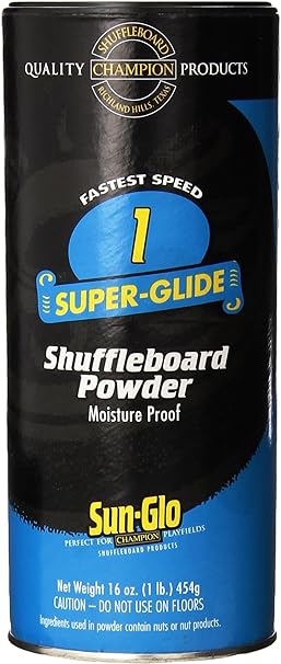 Sun-Glo Speed 1 (Super Glide Wax) Shuffleboard Table Powder Wax 16 oz. Can with a Shuffleboard Sweep Bundle Option