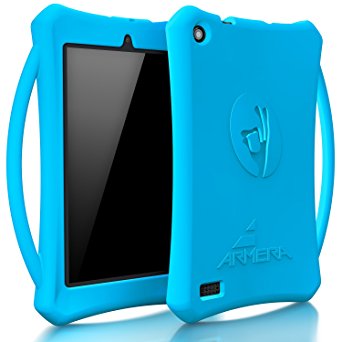 Armera Fire 7 Tablet Case with Handle (7th Generation, 2017 Release) Lightweight Shockproof Kids Safe Durable Protective Silicone Cover for Fire 7 Tablet (Blue)