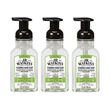 J.R. Watkins Foaming Hand Soap, Aloe & Green Tea, 3 Pack, Scented Foam Handsoap For Bathroom or Kitchen, USA Made And Cruelty Free, 9 Fl Oz