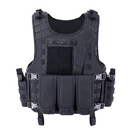 MGFLASHFORCE Tactical Vest Adjustable Airsoft Vest Breathable Military Combat Training Vest for Outdoor Hunting,Army Fans,CS Game,Paintball
