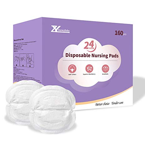 Disposable Nursing Pads 160 Pcs, Disposable Breast Pads,Superior Absorbency, Ultra Soft Leak Protection for Breastfeeding, Non-Toxic Milk Pads, Nursing Essentials