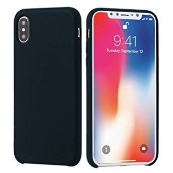 iPhone X Case,Amicool Soft Liquid Silicone Protective Cover Case with Soft Microfiber Cloth Lining Cushion for Apple iPhone X/10 5.8inch (Grey)