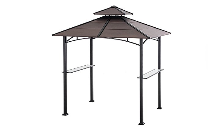 Sunjoy 8.1' by 5.2'Large Bellevue Hardtop Grill Gazebo, Faux Copper