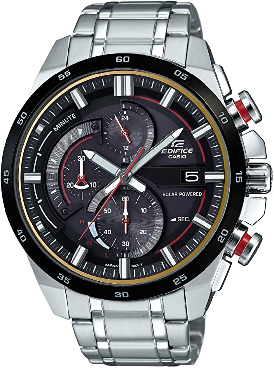 Casio Men's Edifice Quartz Watch with Stainless-Steel Strap, Silver, 20.7 (Model: EQS-600DB-1A4CR)