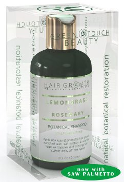 Hair Growth Botanical Shampoo. Lemongrass and Rosemary Anti- DHT and Alopecia Prevention. Organic Shampoo Sls-Free Saw Palmetto Extra 10.2 Oz