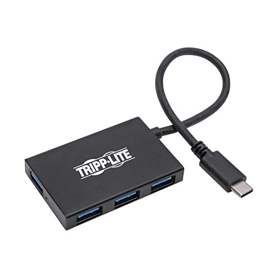 Tripp Lite Gen 1 USB-C Hub, Portable USB-C to USB-A Splitter for Charging and Data Transfer, Thunderbolt 3, 5 Gbps, 1.5 A, Aluminum (U460-004-4A-Al)