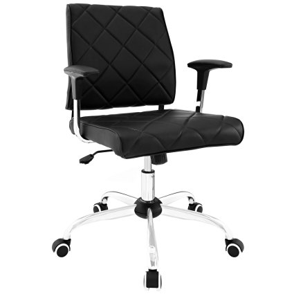 LexMod Lattice Vinyl Office Chair, Black