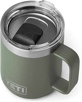 YETI Rambler 10 oz Stackable Mug, Vacuum Insulated, Stainless Steel with MagSlider Lid, Camp Green