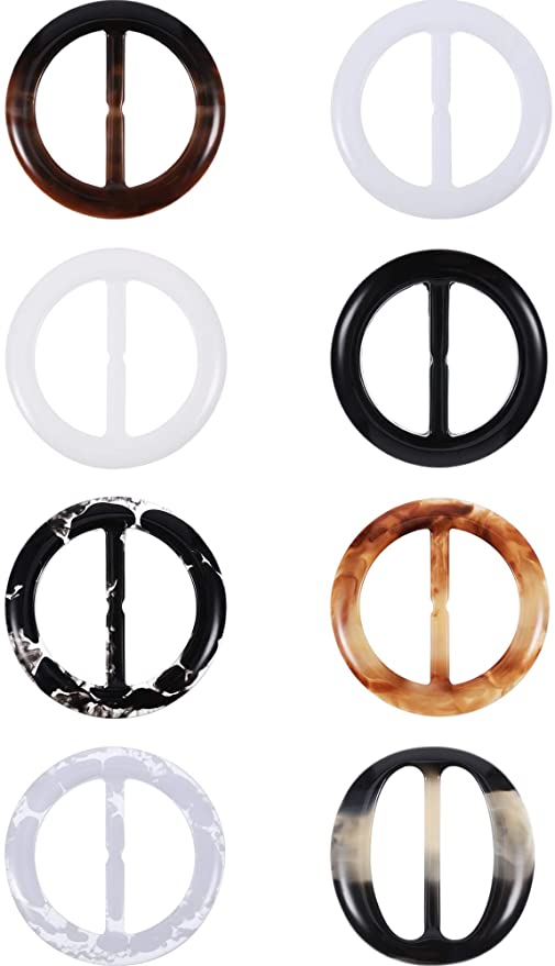 Plastic Round Elegant Tee Shirt Clips, Scarf Clips, 2 Inches, 8 Colors, 16 Pieces (Color A, Size A)