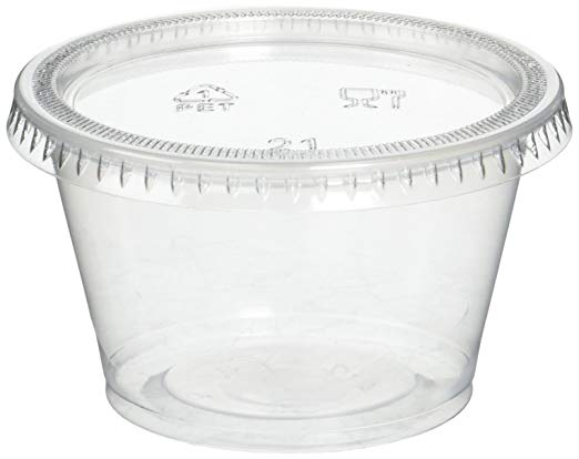 Reditainer Plastic Disposable Portion Cups Souffle Cup with Lids, 4-Ounce, 100-Pack