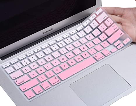 Keyboard Cover for MacBook Air 13 inch(2010-2017 Release, Apple Model A1369 & A1466) / MacBook Pro 13 inch, 15 inch(with or Without Retina Display, 2015 or Older Version), Ombre Pink