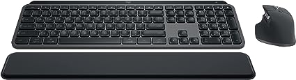 Logitech MX Keys S Combo - Performance Wireless Keyboard and Mouse with Palm Rest, Customizable Illumination, Fast Scrolling, Bluetooth, USB C, for Windows, Linux, Chrome, Mac