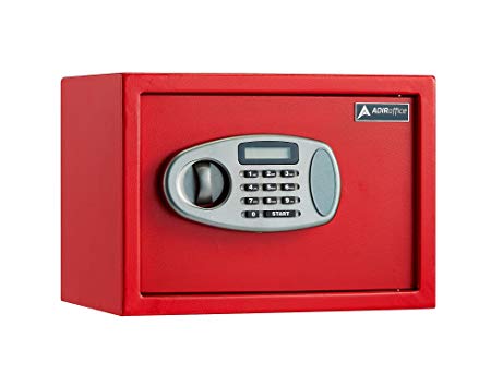 AdirOffice Security Safe with Digital Lock - Red - 0.5 Cubic Feet