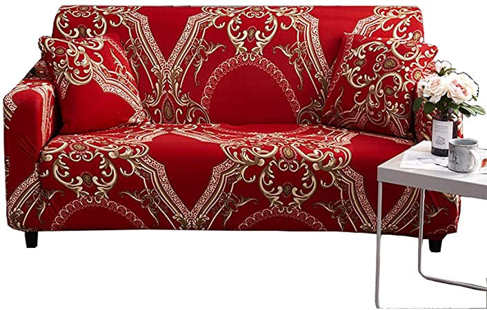 FORCHEER Stretch Sofa Slipcover Printed Pattern 3-Seat Spandex Couch Cover for 3 Cushion Couch 1 Piece Furniture Protector for Living Room, Pets, Sofa