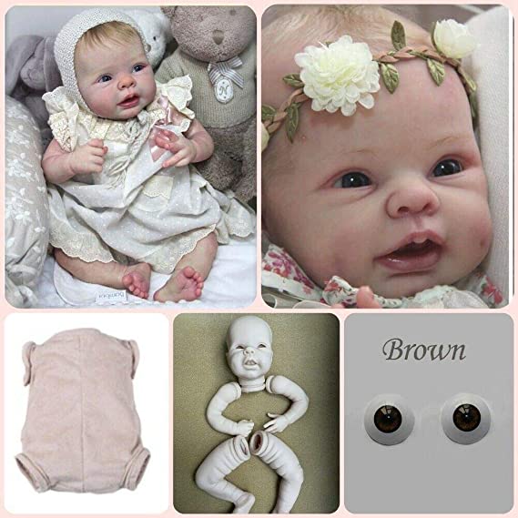 Lullaby Blank Newborn Baby Doll Parts 22 Inch Creative Reborn Doll Mould Unapinted Soft Silicone Vinyl Head Full Limbs Cloth Body Acrylic Eyes