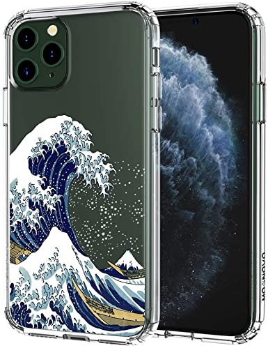 MOSNOVO iPhone 11 Pro Max Case, Tokyo Wave Pattern Clear Design Transparent Plastic Hard Back Case with TPU Bumper Protective Case Cover for Apple iPhone 11 Pro Max (2019)