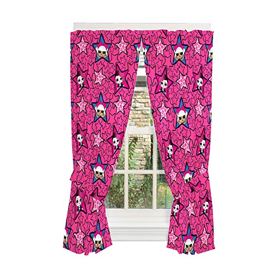 L.O.L. Surprise Kids Room Window Curtain Panels with Tie Backs 82" x 63" Pink