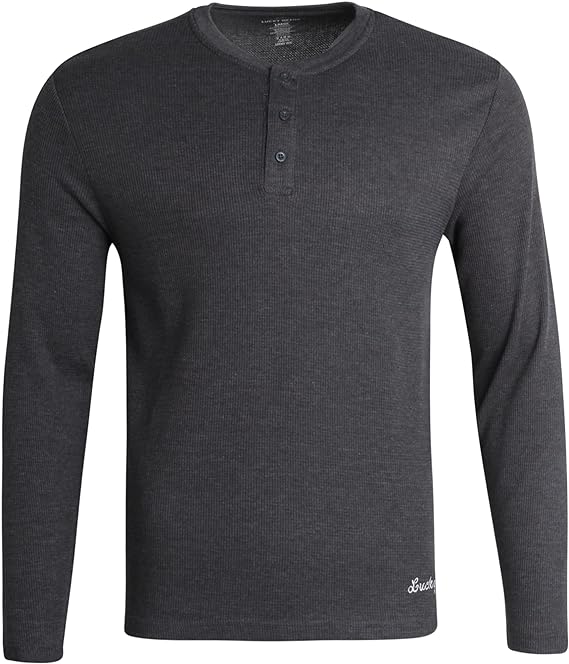 Lucky Brand Men's Thermal Shirt - Long Sleeve Waffle Knit Henley Top (S-XL)