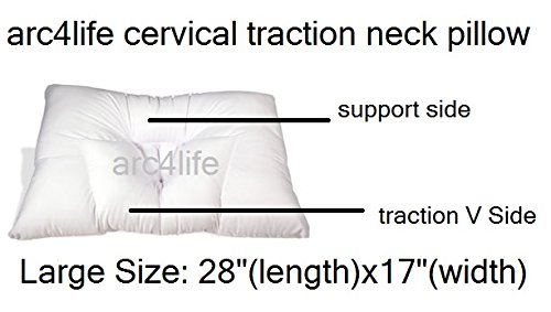Arc4life Cervical Linear Traction Neck Pillow, Arc4life Neck Pillow, Large Size 28"x17", Cervical Neck Support and Neck Traction, Improve Posture, Stop Neck Pain and Sleep Better, For Side and Back Sleepers, Pinched Nerve and Degeneration in the Neck, Ideal for people 6 ft and over