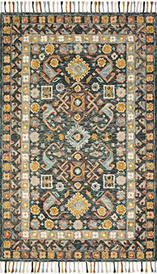 Loloi II Elka Collection Colorful Floral Area Rug, 5'0" x 7'6", Denim/Multi