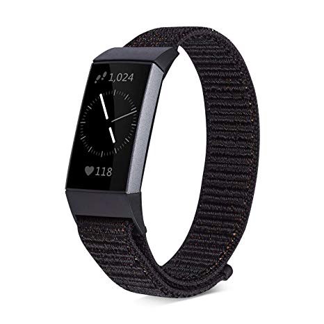 Shangpule Compatible for Fitbit Charge 3 Bands, Replacement Woven Nylon Sport Watch Bracelet Strap Hook and Loop Fastener Adjustable Wrist Band Accessories for Charge 3 Smart Watch Women Man