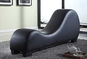 US Pride Furniture Faux Leather Stretch Chaise Relaxation and Yoga Chair, Black