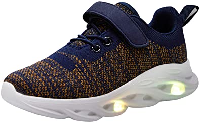 SIKELO Boys Girls 11 Colors LED Light Up Running Shoes for Kids USB Flashing Sneakers