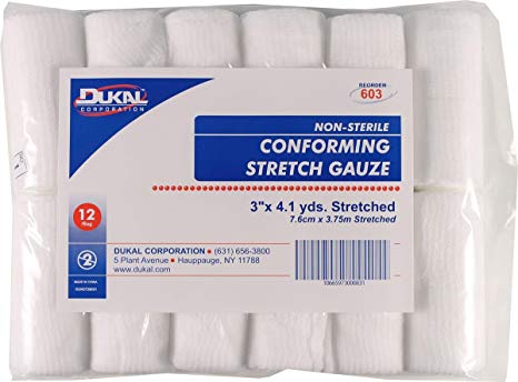 023010 Non-Sterile Conforming Stretch Gauze White, 3inch x 4.1Yard,12 count