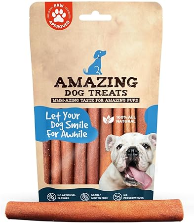 Amazing Dog Treats 6 Inch Collagen Stick - (25 Count) - Collagen Bully Sticks for Dogs - 95% Natural Collagen Sticks for Dogs - No Hide Bones for Dogs