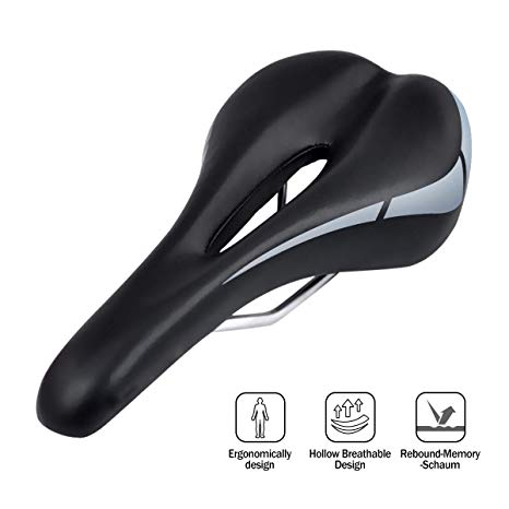 OUTERDO Hollow MTB Mountain Bike Saddle Road Bicycle Seat Saddle Soft Support Cushion Black