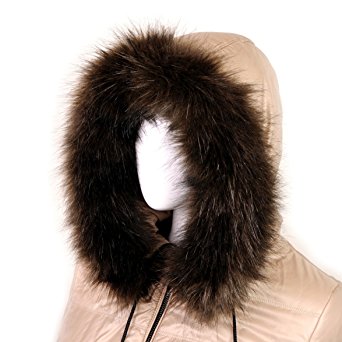 Futrzane Trim Hood Faux Fake Fur Hood Winter for Jacket Ski Collar Wrap Shawl