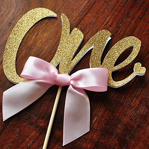 One Cake Topper. 1st Birthday Cake Topper. Pink and Gold Party Decorations. Smash Cake Topper with Heart.