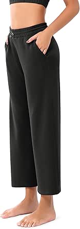 ODODOS Women's Modal Soft Wide Leg Pants with Pockets Adjustable Shockcord High Waist Casual Lounge Pants-27/29/31" Inseam