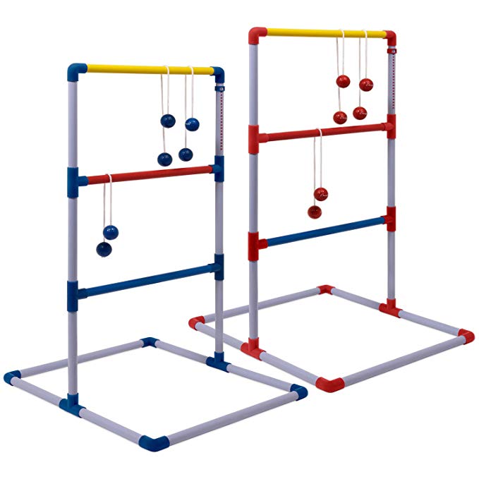 Champion Sports Deluxe Outdoor Ladder Ball Game: Backyard Party, Camping & Beach Games Ladder Golf Set for Adults and Kids with Bolas Balls and Carrying Case