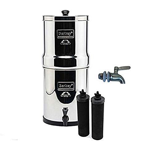 Big Berkey Stainless Steel Water Filtration System w/ STAINLESS STEEL SPIGOT and 2 Black Filters