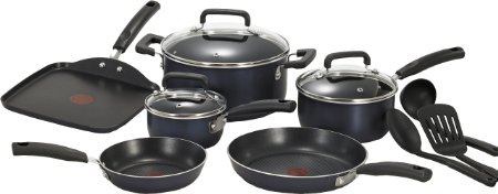 T-fal C109SC Signature Nonstick Expert Thermo-Spot Heat Indicator Cookware Set, 12-Piece, Blue