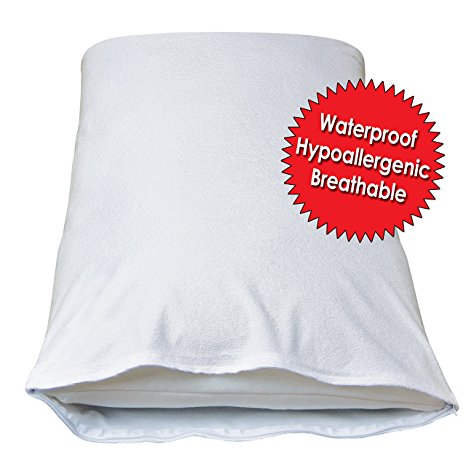 Premium Quality Pillow Protector - WAKE UP WITHOUT A STUFFY NOSE DUE TO ALLERGIES -100% Waterproof Breathable ZIPPERED Hypoallergenic Dust Mite and Bed Bug Protection by My Perfect Dreams - KING