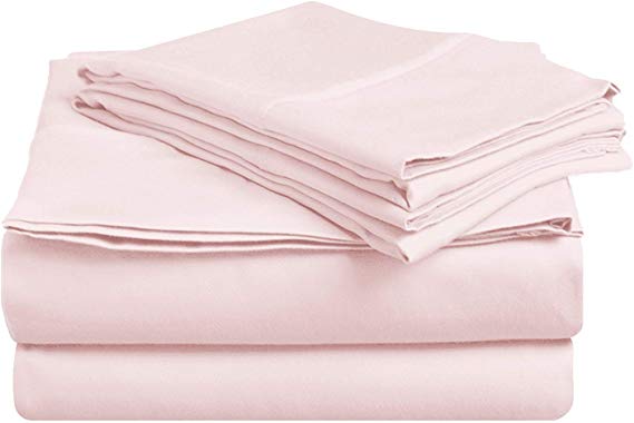 4PCs Sheet Set 800 Thread Count 100% Cotton Sheet Rose Pink Solid Full-XL Size Sheets Long Staple Cotton Fits Mattress Upto 21" Deep Pocket Soft Sateen Cotton Bedsheet and Pillowcase,Luxury Bedding