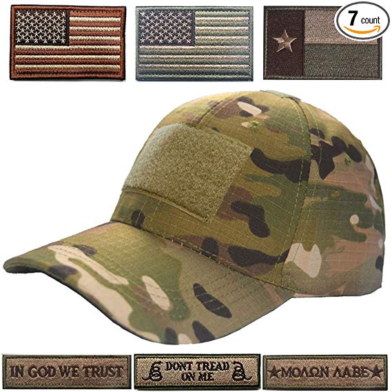 Lightbird Tactical Hat Bundle, Adjustable Operator Hat with 6 Pcs Tactical Velcro Patches, Durable Tactical OCP Ball Cap Hat for Men Work, Gym, Hiking and More