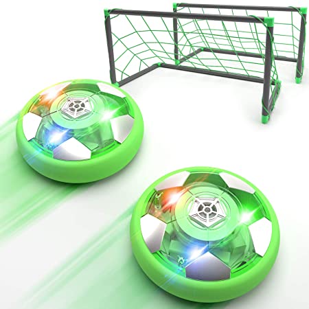 BABCOO Hover Soccer Ball Toy, Set of 2 Balls & 2 Goals, Indoor Toys for Kids with LED Light, Foam Bumper to Protect Furniture, Birthday Christmas for Boys and Girls