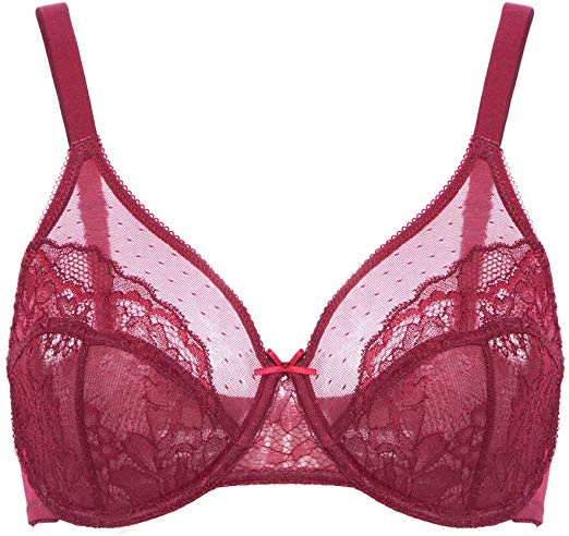 HSIA Women's Underwire Bra Minimizer Lace Foral Bra Unlined Unpadded Plus Size Full Coverage Bra 34C-44DDD