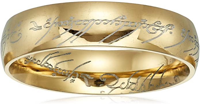 AMSENC The One Ring Lord The Rings Style Tungsten Ring Gold Color Lord Rings Laser Etched