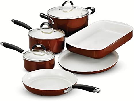 Tramontina 80110/221DS Style Ceramica Cookware/Bakeware Set, 9 Piece, Metallic Copper, Made in Italy