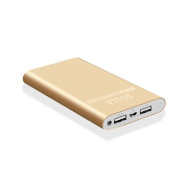 20000M Portable Power Bank, DULLA External Battery Charger with 2 USB Charging Ports for Smartphones, Tablet & More (gold)