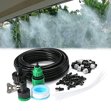 KINGSO Micro Flow Drip Watering Irrigation Adjustable Misting Kits System Self Plant Garden Hose Automatic Watering Kits (10m)