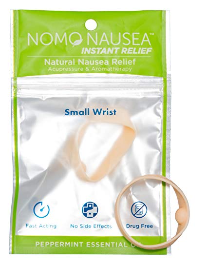 NoMo Nausea Band INSTANT RELIEF, Peppermint Scented Anti-Nausea Band With Gentle Acupressure, Nude (XS to Medium Adult Wrists)