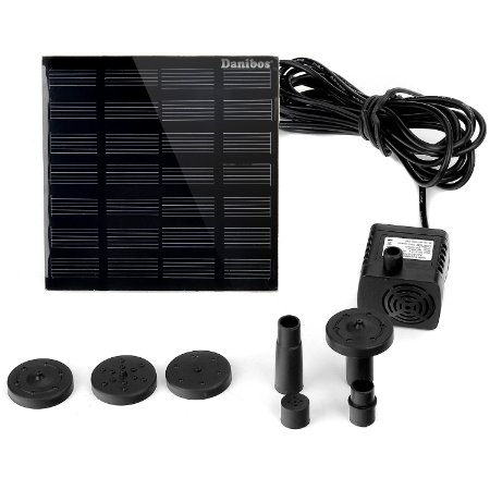 Solar Pump, Danibos Solar Power Panel Kit Water Pump for Garden Pond Fountain Pool (1.2w solar pump)