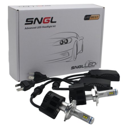 SNGL® Super Bright LED Headlight Bulbs - Adjustable Focus Length Conversion Kit - H4 (9003) - 110w 10,400Lm 6000K Cool White - 2 Yr Warranty