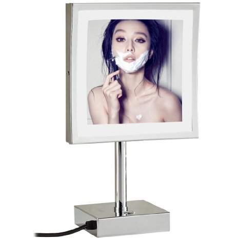 GuRun 8.5 inch Sigle-Sided Dimmable Lighted Mirror with LED Light 3x Magnification, Base Touch Control light's strength,Chrome Finish M2205D (8.5 inch, Touch)