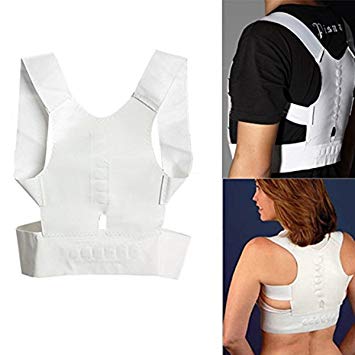 Healtheveryday®Chilrden Students Teenager Magnetic Therapy Posture Back Corrector Brace Young Adults Adjustable Shoulder Support Belt Band Body Shaper (M)